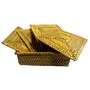 WOOD CARVING WORK Golden Grass Hand-Woven Squarish Golden four Coaster Set with Box Odia coastal handicraft table dcor item for gifting (Yellow Length: 5 In x Width: 5 In x Height: 2 In x Weight: 65 Gr)