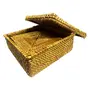 WOOD CARVING WORK Golden Grass Hand-Woven Squarish Golden four Coaster Set with Box Odia coastal handicraft table dcor item for gifting (Yellow Length: 5 In x Width: 5 In x Height: 2 In x Weight: 65 Gr), 3 image