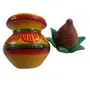 WOOD CARVING WORK RIDDHI SIDDHI KALASA/PURNAKUBHA: Beautiful Hand-Painted Terracotta Clay-Made Kalash (Purna kumbha) with Coconut for Wealth and Prosperity Home and Office Decoration (2 Pcs), 6 image