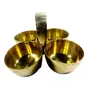 WOOD CARVING WORK Roli Chowmukha: Beautiful Medium Brass Puja Roli Chowmukh (4 Container 4 Holder Patra) Bowl for Carrying Chawal Sindoor Haldi Kumkum Elaichi Mishri Etc. (Golden), 4 image