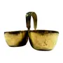 WOOD CARVING WORK Roli Chowmukha: Beautiful Medium Brass Puja Roli Chowmukh (4 Container 4 Holder Patra) Bowl for Carrying Chawal Sindoor Haldi Kumkum Elaichi Mishri Etc. (Golden), 3 image