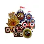 WOOD CARVING WORK Puri Lord Jagannath Laminated Sticker Set for Car Fridge Almirah and Metal Surfaces (07 Pieces: Size: 2-6 Inches Each; Set: 150 Grams)