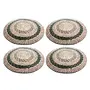WOOD CARVING WORK SABAI Grass Hand-Woven Table Mat (Odia Tribal Handicraft); Beautiful Ethnic Table dcor Item; Ideal for Gifting Purposes (12 Inch Diameter x H :- 1.5 Inch Set of 04 Pcs 1200 Grs)