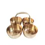 BRASS CRAFTS Brass Haldi Kumkum Set with Handle (L*B*H - 10CM*10CM*6CM) Haldi Kumkum Roli Chawal Katori Made in India, 3 image