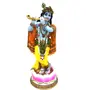 WOOD CARVING WORK Polyresin Big Standing Krishna Murti Playing Flute 4.5 inch x 4.5 inch x 12 inch Multicolour