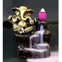SILVER FILIGREE CRAFT - CHANDI TARKASHI Handcrafted Poly Resin Incense Holder Backflow Incense Burner Lord Ganesha Smoke Fountain with 10 backflow Incense Cones for Home Decor (Golden)