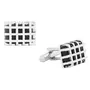 SILVER FILIGREE CRAFT - CHANDI TARKASHI Glossy Rectangle Wide Inside Black Crystal Silver Office Corporate Formal Party French Cufflink Pair Men Shirt Suit Blazer In Gift Box, 3 image