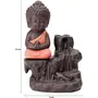 KU - BUDDHIST FIGURINES Handcrafted Meditating Little Baby Monk Buddha Smoke Backflow Cone Incense Holder with 20 Incense Cones, 2 image