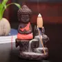 KU - BUDDHIST FIGURINES Handcrafted Meditating Little Baby Monk Buddha Smoke Backflow Cone Incense Holder with 20 Incense Cones, 3 image