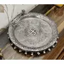 German Silver Hand Engraved Heavy Peacock Pooja Thali (Diameter 10.5) With Full Ghungru Layer Set of 6 Items, 3 image