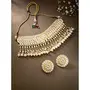 I Jewels 18K Gold Plated Indian Wedding Bollywood Kundan & Pearl Studded Choker Necklace Jewellery Set For Women/Girls (K7210-1), 2 image