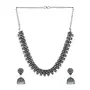 Antique Silver Oxidized Ethnic Indian Traditional Party Wear Statement Necklace Set with Jhumka Earrings Jewelry for Women, 4 image