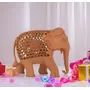 Purpledip Wooden Jali Carving Elephant Showpiece: Indian Gift/Souvenir (10715)