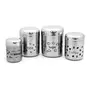 Coconut Stainless Steel Container for Storaging Tea Coffee Sugar & Masala (Matt Finish) - 4 PC Set