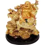 Gold Laughing Buddha Sitting On Dragon for Vastu Decorative Showpiece and Blessing Good Luck and Gift