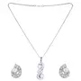 Silver colour Pearl with shining stones necklace with earing