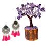 Women's Oxidized Metallic Earring Set with Pink thread With AMETHYST MSEAL TREE-60 DANA