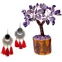 Women's Oxidized Metallic Earring Set with Maroon thread With AMETHYST MSEAL TREE-60 DANA
