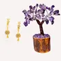 Women's Gold Plated Hoop Dangler Ball with Pearl Earring Party Wear With AMETHYST MSEAL TREE-60 DANA