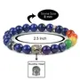 Reiki Crystal Products Natural AA Lapis Lazuli Bracelet with 7 Chakra Buddha Head 8mm Round Bead Bracelet for Reiki Healing and Crystal Healing Stones