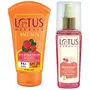 Lotus Herbals Safe Sun Block Cream SPF 20 50g And Herbals Rosetone Rose Petals Facial Skin Toner 100ml