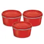 Milton Microwow Inner Stainless Steel Lunch Container Set of 3 350 ml Each Red | 100% Leak Proof | Microwave Safe | BPA Free | Dishwasher Safe | Easy to Carry | Air Tight