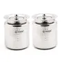 Coconut Stainless Steel Hammered Ghee Pot/Oil Pot with Lid - Set of 2 Pieces - 850 ML Each
