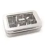 Coconut Stainless Steel Rectangle Masala Box / Spice Container / Dry Fruit Box/ Masala Box Glass Lid with 6 Bowls -150ML Diamater - 24 Cm