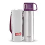 Milton Glassy 350 Thermosteel 24 Hours Hot and Cold Water Bottle with Drinking Cup Lid 350ml Purple