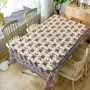 Vermilion Lifestyle Hand Block Printed 100% Cotton Rectangular Table Cloth with 6 Napkins for 6 Seater Dining Table | (Blue Rose 220 Inch X 140 cm.)