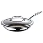 Bergner Hitech Giro Gold Triply Stainless Steel Scratch Resistant Non Stick Frypan/Frying Pan 24 cm Induction Base Food Safe (PFOA Free) 5 Years Warranty Silver