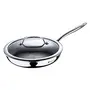 Bergner Hitech Triply Stainless Steel Scratch Resistant Non Stick Frypan/Frying Pan with Glass Lid 24 cm Induction Base Food Safe (PFOA Free) 5 Years Warranty Silver
