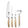 BERGNER Cento Stainless Steel Knife Set 4-Pieces1 Chef Knife 1 Utility Knife 1 Paring Knife 1 Y Shape Peeler Gold